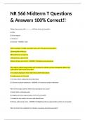 NR 566 Midterm T Questions & Answers 100% Correct!!