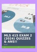 MLS 415 EXAM 2 (2024) QUIZZES & ANS!!