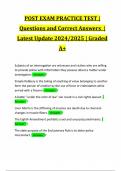 POST EXAM PRACTICE TEST | Questions and Correct Answers | Latest Update 2024/2025 | Graded A+