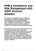 PHRca Compliance and Risk Management with 100- correct answers.