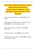 ASPT EKG CERTIFICATION & ASPT  Phlebotomy Certification  Examination Combined  Study   Questions With Revised Correct  Answers