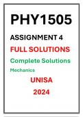 PHY1505 Assignment 4 Complete Solutions UNISA 2024 Mechanics