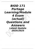 BIOD 171 Portage Learning-Module 4 Exam (actual) Questions and Answers Latest Update 2024/2025