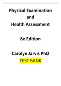 Test Bank for Physical Examination and Health Assessment 8th Edition by Carolyn Jarvis - Complete Elaborated and Latest Test Bank. ALL Chapters (1-32) Included and updated