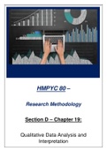 HMPYC 80 - Research Methodology Summary Notes - Chapter 19 