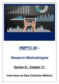 HMPYC 80 - Research Methodology Summary Notes - Chapter 17