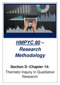 HMPYC 80 - Research Methodology Summary Notes - Chapter 14