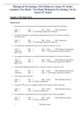 Biological Psychology 11th Edition by James W. Kalat complete Test Bank / Test Bank Biological Psychology 11e by James W. Kalat