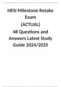 HESI Milestone Retake Exam (ACTUAL) 48 Questions and Answers Latest Study Guide 2024/2025