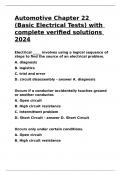 Automotive Chapter 22 (Basic Electrical Tests) with complete verified solutions 2024