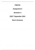 FIN3703 Assignment 2 Due 7 September 2024