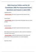 WGU American Politics and the US Constitution C963 Pre-Assessment Exam | Questions and Answers | Latest 2024 