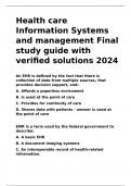 Health care Information Systems and management Final study guide with verified solutions 2024.