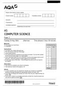 AQA AS COMPUTER SCIENCE 7516/2 Paper 2  Questions Paper 2024