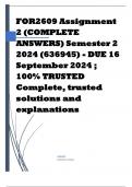 FOR2609 Assignment 2 (COMPLETE ANSWERS) Semester 2 2024 (636945) - DUE 16 September 2024 ; 100% TRUSTED Complete, trusted solutions and explanations.