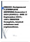 CRI2601 Assignment 2 (COMPLETE ANSWERS) Semester 2 2024 (530521) - DUE 13 September 2024 ; 100% TRUSTED Complete, trusted solutions and explanations. 