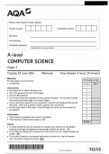 AQA  A-level COMPUTER SCIENCE  7517/2 Paper 2 Questions Paper 2024