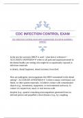 CDC INFECTION CONTROL EXAM WITH GUARANTEED ACCURATE ANSWERS |VERIFIED