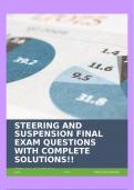 STEERING AND SUSPENSION FINAL EXAM QUESTIONS WITH COMPLETE SOLUTIONS!!