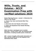 Wills, Trusts, and Estates - NCCP Examination Prep with verified solutions 2024.