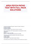 APEA PSYCH PATHO TEST WITH FULL PACK SOLUTIONS