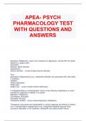 APEA- PSYCH PHARMACOLOGY TEST WITH QUESTIONS AND ANSWERS