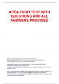 APEA ENDO TEST WITH QUESTIONS AND ALL ANSWERS PROVIDED