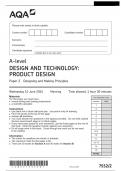 AQA A-level DESIGN AND TECHNOLOGY: PRODUCT DESIGN 7552/2 Paper 2 Designing and Making Principles Questions Paper  June 2024