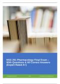 NSG 251 Pharmacology Final Exam – With Questions & All Correct Answers (Expert Rated A+)