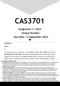 CAS3701 Assignment 11 (ANSWERS) 2024 - DISTINCTION GUARANTEED