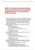 EOSC 114 Volcano Worksheet Updated 2024-2025 Questions and Answers with complete solution; The University of British Columbia