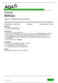 Bundle: AQA A-LEVEL BENGALI Paper 2 Writing (Set texts and films) QP and MS JUNE 2024