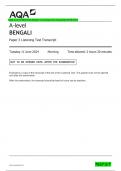 AQA A-level BENGALI Paper 3 Listening Test Transcript JUNE 2024