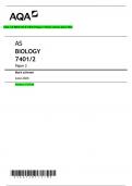 AQA AS BIOLOGY 7401/2 Paper 2 Mark scheme June 2024