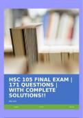 HSC 105 FINAL EXAM | 171 QUESTIONS | WITH COMPLETE SOLUTIONS!!