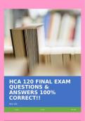 HCA 120 FINAL EXAM QUESTIONS & ANSWERS 100% CORRECT!!