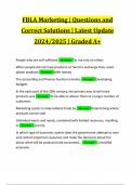 FBLA Marketing | Questions and Correct Solutions | Latest Update 2024/2025 | Graded A+