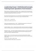  Leadership Exam 1 Definitions/Concepts Training Exam Questions And Answers.