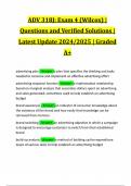 ADV 318J: Exam 4 (Wilcox) | Questions and Verified Solutions | Latest Update 2024/2025 | Graded A+