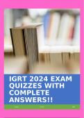 IGRT 2024 EXAM QUIZZES WITH COMPLETE ANSWERS!!