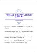 INORGANIC CHEMISTRY ACS STUDY QUESTIONS WITH GUARANTEED ACCURATE ANSWERS |VERIFIED