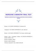 INORGANIC CHEMISTRY FINAL TEST WITH GUARANTEED ACCURATE ANSWERS |VERIFIED