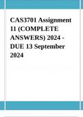 CAS3701 Assignment 11 (COMPLETE ANSWERS) 2024 - DUE 13 September 2024 ; 100% TRUSTED Complete, trusted solutions and explanations..