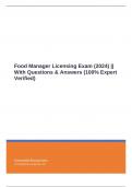 Food Manager Licensing Exam (2024) || With Questions & Answers (100% Expert Verified)