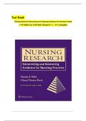 Test Bank For Nursing Research Generating and Assessing Evidence for Nursing Practice 11th Edition by Denise Polit ,Cheryl Beck 9781975110642 Chapter 1-33 Complete