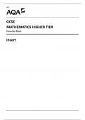 AQA GCSE  MATHEMATICS HIGHER TIER  Formulae Sheet Insert 8300-1H-INS-Mathematics-G-16May24