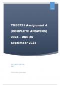 TMS3731 Assignment 4  2024 – DUE 25 September 2024 ;100% Verified Answers-Updated for 2023 5* rated