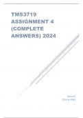 TMS3719 Assignment 4  2024 ;100% Verified Answers-Updated  5* rated