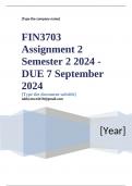 FIN3703 Assignment 2 (COMPLETE ANSWERS) Semester 2 2024 - DUE 7 September 2024 ; 100% TRUSTED Complete, trusted solutions and explanations