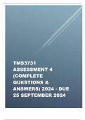 TMS3731 Assessment 4 (COMPLETE QUESTIONS & ANSWERS) 2024 - DUE 25 September 2024 - Complete and Up-to-Date